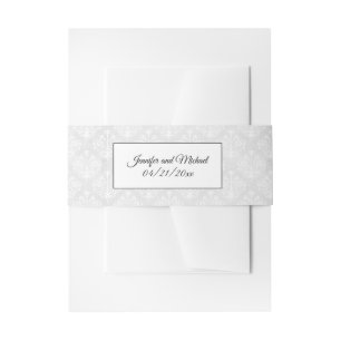 Bandeau De Faire-part Elegant Damask Mariage blanc w Texte