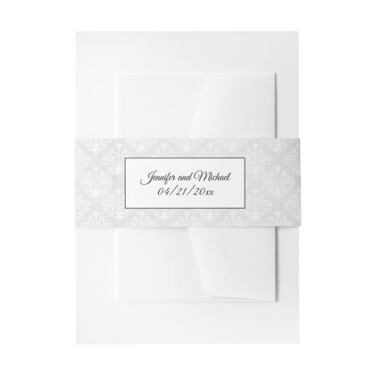 Bandeau De Faire-part Elegant Damask Mariage blanc w Texte (Devant example)