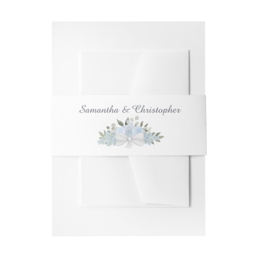 Bandeau De Faire-part Elégant Dusty Blue Boho Chic Floral Mariage (Devant example)