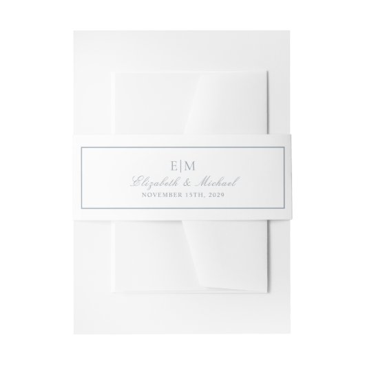 Bandeau De Faire-part Élégant Dusty Blue Classic Script Monogram Mariage (Devant example)