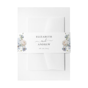 Bandeau De Faire-part Elégant Dusty Blue Floral Garden Mariage