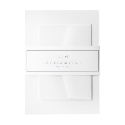 Bandeau De Faire-part Élégant Dusty Blue Formal Monogram Mariage (Devant example)