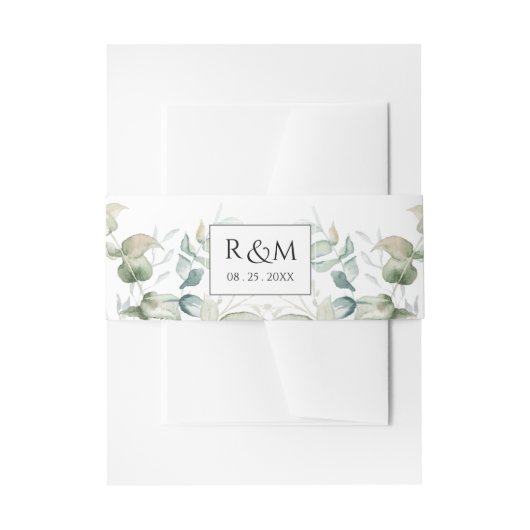 Bandeau De Faire-part Élégant Eucalyptus Mariage Monogramme (Devant example)