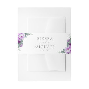 Bandeau De Faire-part Élégant Faire-part de mariage floral violet et arg