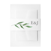 Bandeau De Faire-part Élégant Feuille d'aquarelle Mariage Monogramme (Devant example)