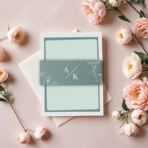 Bandeau De Faire-part Élégant Floral Turquoise Mariage