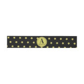 Bandeau De Faire-part Elegant Gold & Black Star Pattern Monogram (Plat)