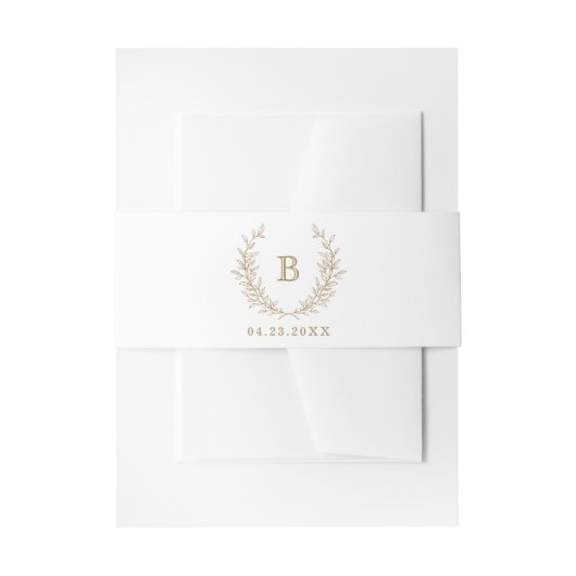 Bandeau De Faire-part Élégant Golden Laurel Wreath Mariage Monogramme (Devant example)
