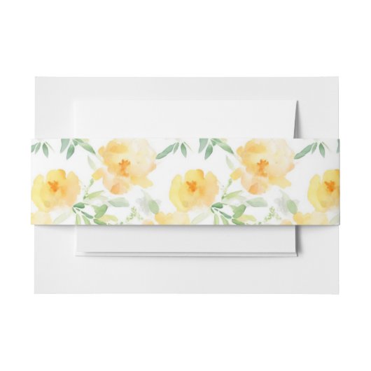 Bandeau De Faire-part Elégant jaune pêche orange aquarelle fleurie (Devant Example)