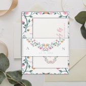 Bandeau De Faire-part Élégant Joli Monogramme Initiales Floral Mariage