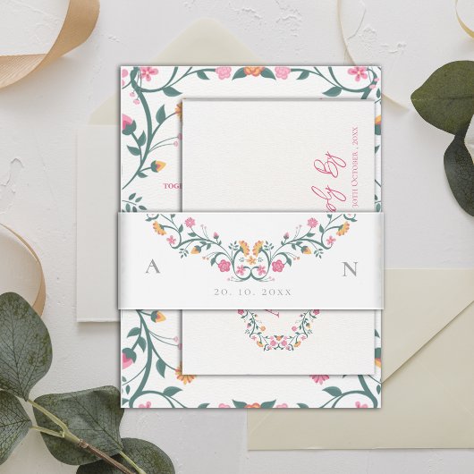 Bandeau De Faire-part Élégant Joli Monogramme Initiales Floral Mariage