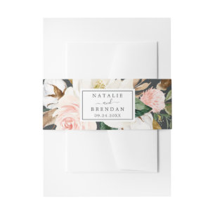 Bandeau De Faire-part Élégant Magnolia Mariage noir