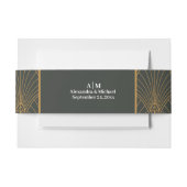 Bandeau De Faire-part Élégant Mariage Art Déco Gold Green (Devant Example)