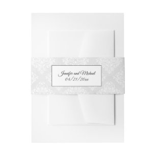 Bandeau De Faire-part Élégant mariage blanc Damask avec texte
