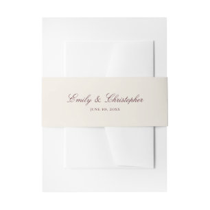 Bandeau De Faire-part Élégant Mariage Classique Bourgogne Noms et Date
