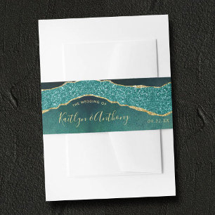 Bandeau De Faire-part Élégant Mariage d'âge Turquoise & Or