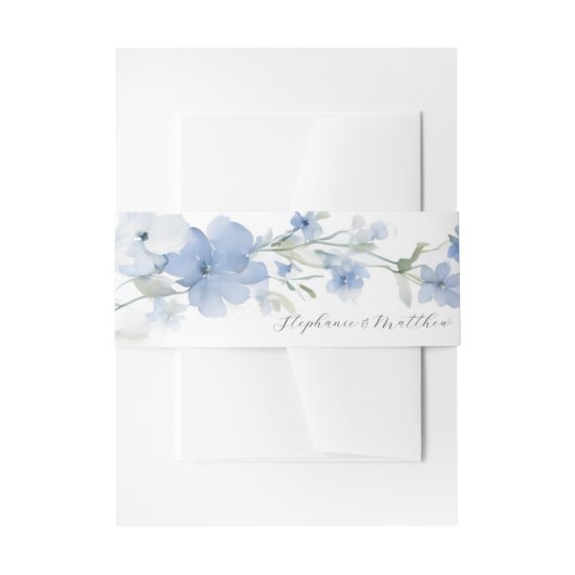 Bandeau De Faire-part Elégant Mariage d'aquarelle bleu d'été (Devant example)