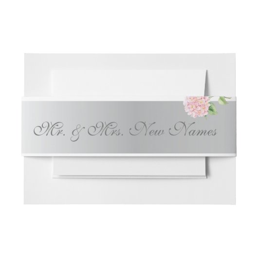 Bandeau De Faire-part Élégant Mariage d'argent et d'hydrangée rose (Devant Example)