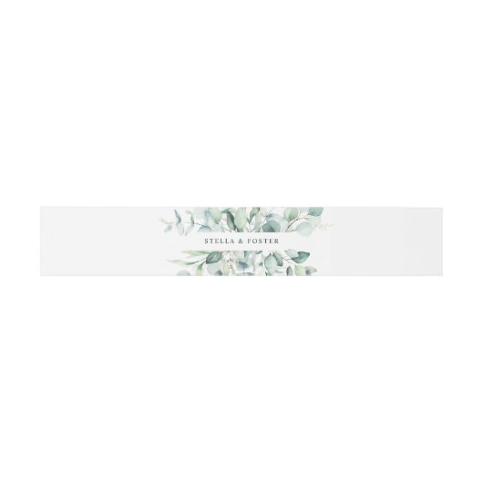 Bandeau De Faire-part Elégant Mariage de feuillage vert aquarelle (Plat)