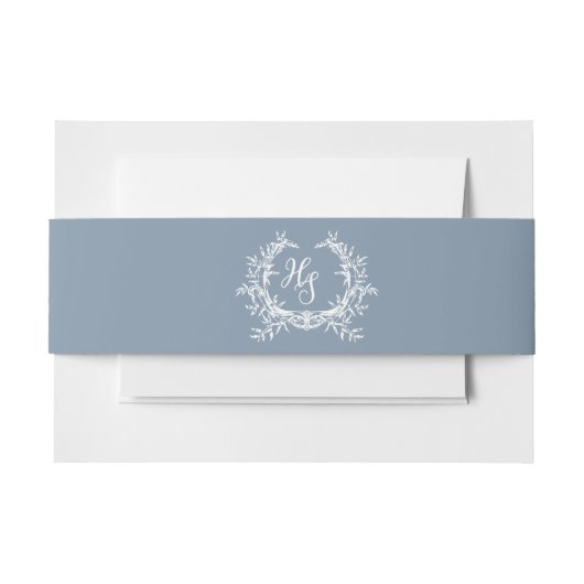 Bandeau De Faire-part Élégant Mariage de Monogram Blue Dusty (Devant Example)