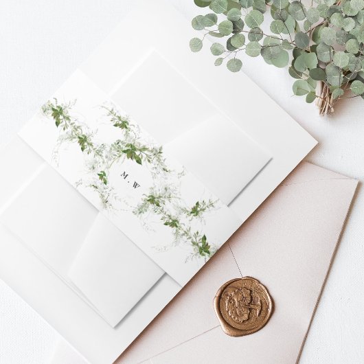 Bandeau De Faire-part Élégant Mariage de monogramme de couronne Eucalypt