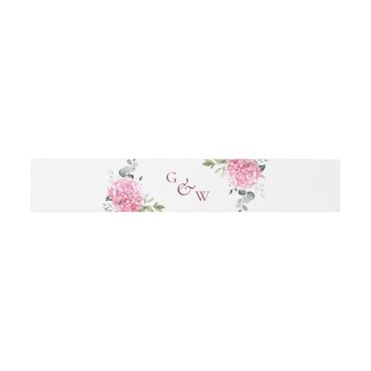 Bandeau De Faire-part Élégant Mariage de Monogramme Eucalyptus Hydrangée (Plat)