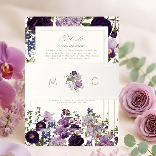 Bandeau De Faire-part Élégant Mariage de monogramme floral