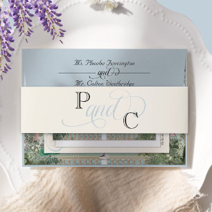 Bandeau De Faire-part Élégant Mariage de monogramme floral de la glycine