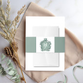 Bandeau De Faire-part Élégant Mariage de Monogramme vert intemporel