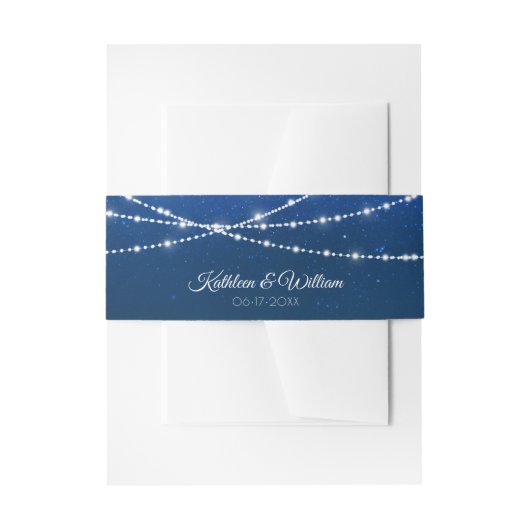 Bandeau De Faire-part Élégant Mariage de nuit Bleu et Argent (Devant example)
