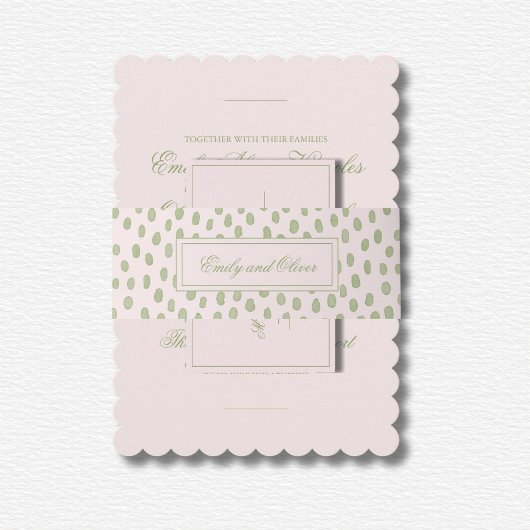 Bandeau De Faire-part Élégant Mariage de points verts roses
