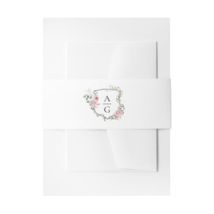 Bandeau De Faire-part Élégant Mariage de poitrine de Monogramme Rose Pus