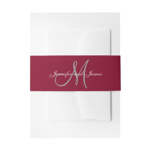 Bandeau De Faire-part Élégant Mariage de script de monogramme de Bourgog