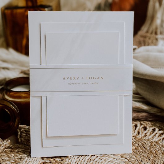 Bandeau De Faire-part Élégant Mariage de script or Bande de ventre