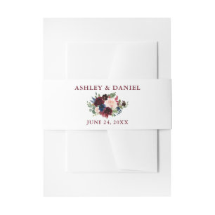 Bandeau De Faire-part Elégant Mariage floral bordeaux