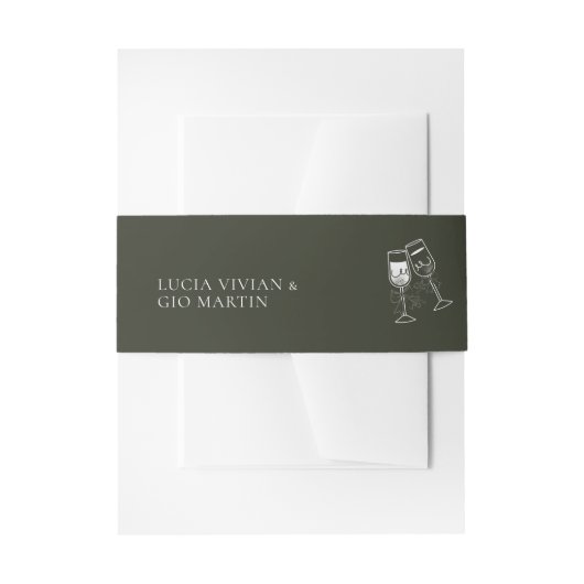 Bandeau De Faire-part Élégant Mariage vert en bois d'olive (Devant example)