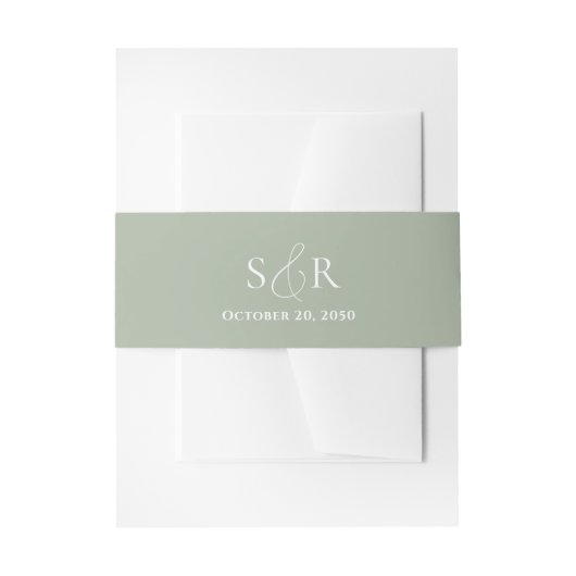 Bandeau De Faire-part Élégant Mariage Vert Monogramme Simple (Devant example)