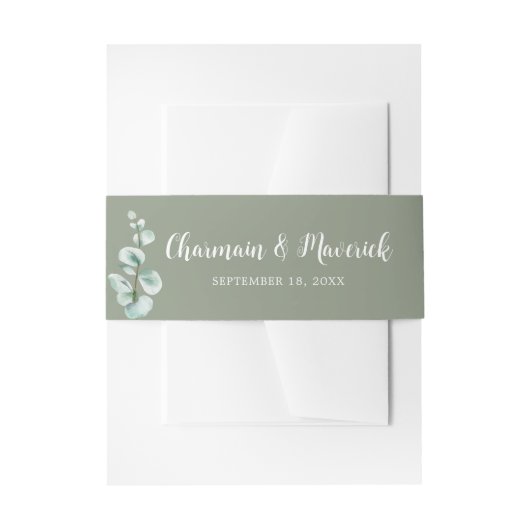 Bandeau De Faire-part Élégant Mariage vert Sage (Devant example)