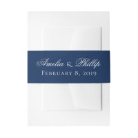 Elégant Marine Bleu et Blanc Mariage Inviter Bande