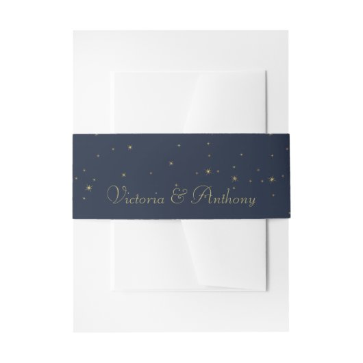 Bandeau De Faire-part Elégant Marine & Gold Falling Stars Mariage (Devant example)