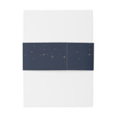 Bandeau De Faire-part Elégant Marine & Gold Falling Stars Mariage (Dos Example)