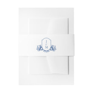 Bandeau De Faire-part Élégant marseille Bleu Botanique Monogram Crest