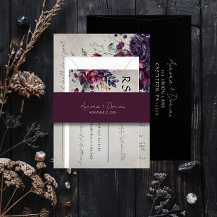 Bandeau De Faire-part Élégant minimal de typographie Mariage Maroon