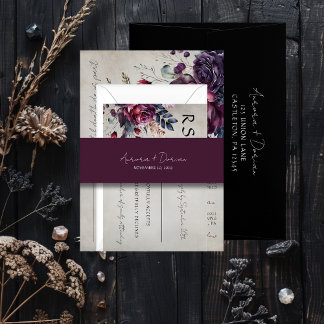Bandeau De Faire-part Élégant minimal de typographie Mariage Maroon
