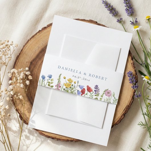 Bandeau De Faire-part Elegant Minimalist Whimsical Wildflower Wedding