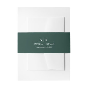 Bandeau De Faire-part Élégant minimaliste Emerald Green Monogram Mariage