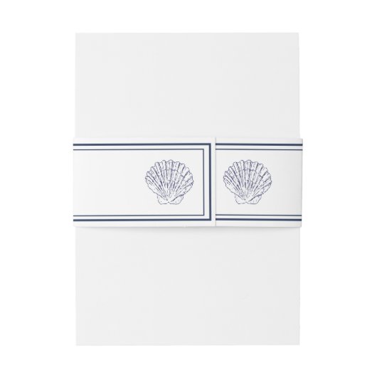 Bandeau De Faire-part Elégant Monogram Blue Shell Mariage (Dos Example)