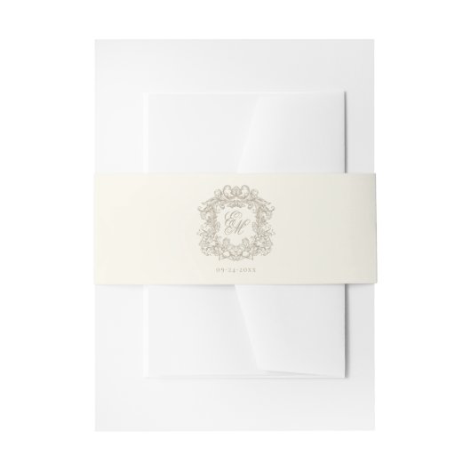 Bandeau De Faire-part Elegant Monogram Crest Ivory Wedding  (Devant example)