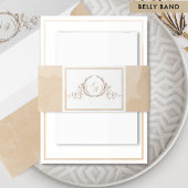 Bandeau De Faire-part Élégant Monogramme crème beige Mariage d'aquarelle