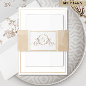 Bandeau De Faire-part Élégant Monogramme crème beige Mariage d'aquarelle
